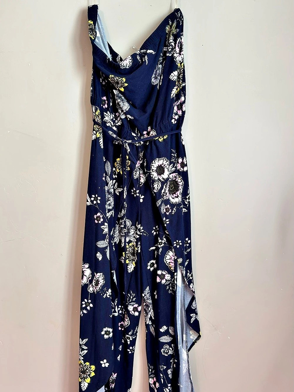 Eye Candy Floral Sleeveless Jumpsuit Blue & Pink Size 1X